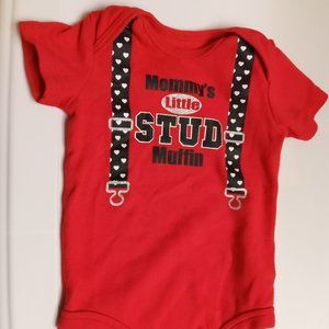 Red Mommy's Little Stud Muffin Infant Baby 6-9 Month Onesie